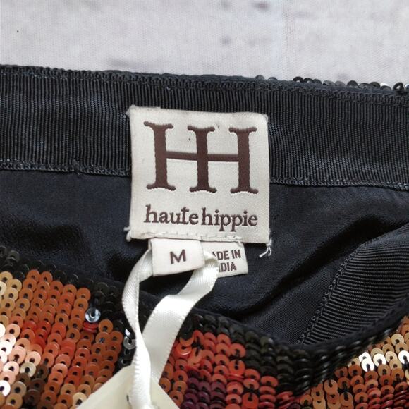 HAUTE HIPPIE Floral Print Sequin Party Chic Mini Skirt M NWT - Picture 4 of 8